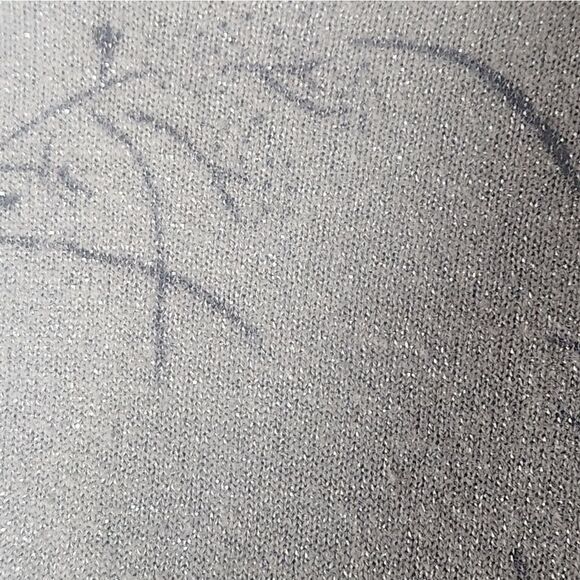 Studio JDR SILK Metallic V Neck Women's Large LngSlve Silver Blouse Top - Picture 4 of 5